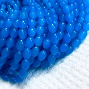 OVALBEADS02- 1 STRAND ROYALBLUE 10 X 8 MM OVAL SHAPED GLASS BEADS