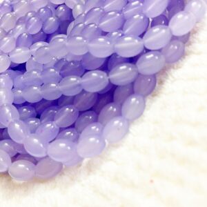 OVALBEADS04- 1 STRAND LILAC 10 X 8 MM OVAL SHAPED GLASS BEADS