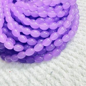 OVALBEADS05- 1 STRAND LAVENDER 10 X 8 MM OVAL SHAPED GLASS BEADS