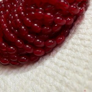 OVALBEADS09- 1 STRAND MAROON10 X 8 MM OVAL SHAPED GLASS BEADS