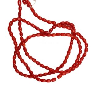 OVALBEADS35- 1 STRAND ORANGE 6 X 4.5 MM GLASS OVAL BEADS