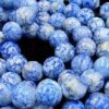 PRGLASS0024- 1 STRAND INDIGO BLUE PRINTED 12MM ROUND GLASS BEAD