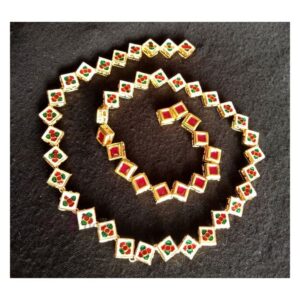 KUNDAN117 – ARNAS 5 PCS PACK OF 8 X 8 MM GREEN SQUARE MOTIVE MEENAKARI KUNDAN FOR JEWELLERY | BRACELETE | RAKHI MAKING