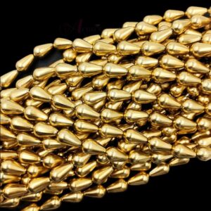 PLASTICBEADS0056 - ARNAS 15 PCs PACK OF 20 X 12 MM GOLDEN DROP MOTIVE PLASTIC BEADS FOR JEWELLERY MAKING ( 20 GRAMS PACK )