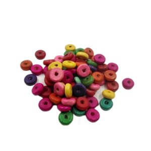 WOODEN0032- 1 PACK OF 10 MM MULTICOLORED WOODEN BEADS FOR BRACELETE | RAKHI MAKING (25 gm)