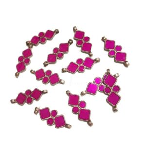 ARNAS 10 PCs PACK OF PINK MEENAKARI SILVER PLATED OXIDIZED PENDANT