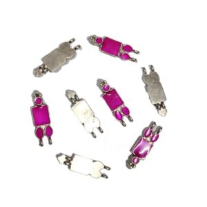 ARNAS 10 PCs PACK OF PINK MEENAKARI SILVER PLATED OXIDIZED PENDANT