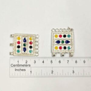 ARNAS 4 PCs PACK OF SILVER OXIDIZED CHARMS MULTICOLORED STONE FOR NECKLACE | EARRINGS MAKING