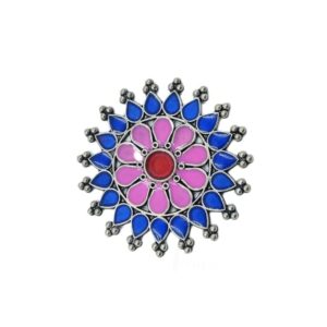 ARNAS 2 PCs PACK OF SILVER OXIDIZED MULTICOLORED MEENAKARI DESIGNER CHARMS FOR NECKLACE | EARRINGS MAKING.