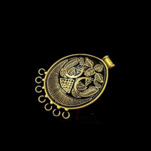 MEENAP0172- ARNAS 1 PCs PACK OF GOLDEN OXIDIZED BLACK MEENAKARI DESIGNER OVAL CHARMS FOR NECKLACE | EARRINGS MAKING