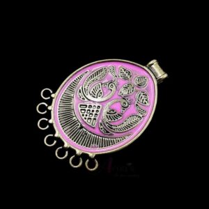 MEENAP0177- ARNAS 1 PCs PACK OF SILVER OXIDIZED LAVENDER MEENAKARI DESIGNER OVAL CHARMS FOR NECKLACE | EARRINGS MAKING