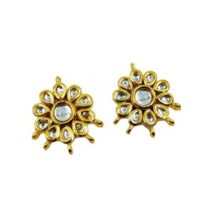 KUNDAN0191- ARNAS 2 PCs PACK OF GOLDEN DESIGNER MOTIF KUNDAN BEADS FOR JEWELLERY | BRACELETE | RAKHI MAKING