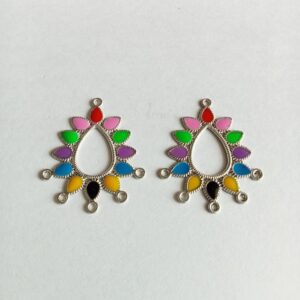 MEENAP0016- ARNAS 4 PCS PACK OF MULTI COLOR MEENA WITH SILVER OXIDIZED CHARMS FOR NECKLACE | EARRINGS MAKING