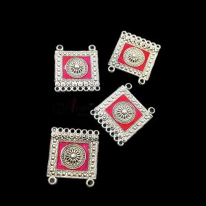 MEENAP0220/MEENAP0227/MEENAP0224/MEENAP0221/MEENAP0225/MEENAP0223/MEENAP0226/MEENAP0222/MEENAP0022- ARNAS 4 PCS PACK OF DESIGNER SILVER OXIDIZED CHARMS WITH MEENA FOR NECKLACE | EARRINGS MAKING