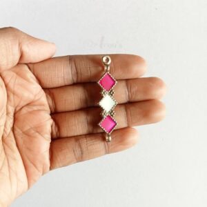 MEENAP0217/MEENAP0028/MEENAP0027/MEENAP0029- ARNAS 5 PCs PACK OF MEENAKARI SILVER PALTED OXIDIZED PLAIN PENDANT - PINK