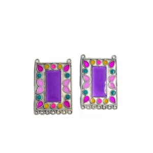 MEENAP0182- ARNAS 2 PCS PACK OF SILVER OXIDIZED CHARMS PURPLE MEENA FOR NECKLACE | EARRINGS MAKING