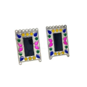 MEENAP0186- ARNAS 2 PCS PACK OF SILVER OXIDIZED CHARMS BLACK MEENA FOR NECKLACE | EARRINGS MAKING