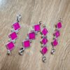 MEENAP0196 ARNAS 6 PCs PACK OF PINK MEENAKARI SILVER PALTED OXIDIZED PENDANT