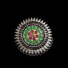 MEENAP0214- ARNAS 2 PCs PACK OF GREEN & PINK MEENAKARI SILVER PALTED OXIDIZED ROUND DESIGNER PENDANT