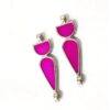MEENAP0216- ARNAS 4 PCs PACK OF HOT PINK MEENAKARI SILVER PALTED OXIDIZED PENDANT