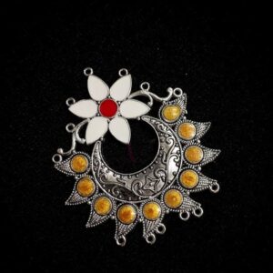 MEENAP0231- ARNAS 1 PC PACK OF MEENAKARI SILVER PALTED FLORAL DESIGNER MOTIF OXIDIZED PENDANT