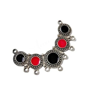 MEENAP0243/0245- ARNAS 2 PCs PACK OF DUAL COLOR MEENAKARI SILVER PALTED DESIGNER MOTIF OXIDIZED PENDANT