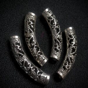 PIPES09- ARNAS 4 PIECES PACK OF SILVER OXIDIZED| GERMAN SILVER CONNECTORS FOR JEWELLERY MAKING