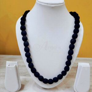 1LDORI03- ARNAS 1 PC PACK OF SINGLE LAYER FABRIC AND BEADS BLACK TASSEL | DORI FOR JEWELLERY MAKING