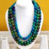 3LDORI42- ARNAS 1 PC PACK OF THREE LAYER FABRIC AND BEADS BLUE-GREEN-BROWN TASSEL | DORI FOR JEWELLERY MAKING