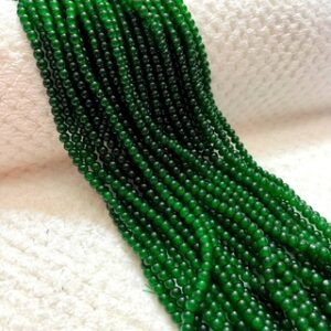 RGLASS0086- 1 STRAND DARK GREEN 4MM ROUND GLASS BEADS FOR JEWELLERY MAKING