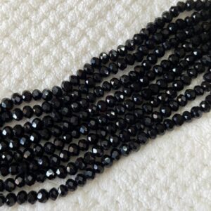 CRYSTAL0035- ARNAS PACK OF 1 STRAND 6MM BLACK OPAQUE CRYSTAL BEADS