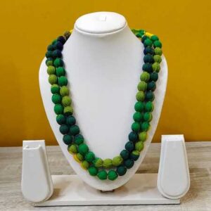 2LDORI11- ARNAS 1 PC PACK OF GREEN-DARK GREEN TWO LAYER FABRIC AND BEADS TASSEL FOR JEWELLERY MAKING