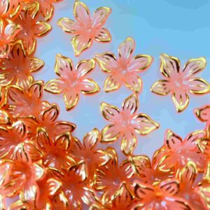 PLASTICBEADS0092 ARNAS 1 PACK OF 15MM PEACH ACRYLIC FLOWER FOR BROOCH MAKING | JEWELLERY MAKING| EMBROIDERY | CRAFT WORK