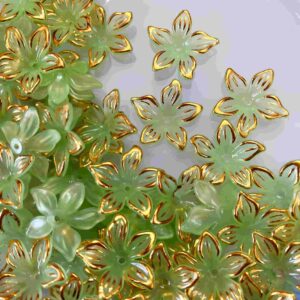 PLASTICBEADS0096  ARNAS 1 PACK OF 15MM INCH PESTA GREENACRYLIC FLOWER FOR BROOCH MAKING | JEWELLERY MAKING | EMBROIDERY| CRAFT WORK