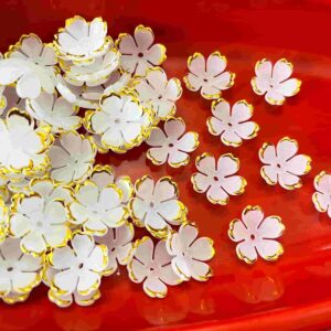 PLASTICBEADS0097 ARNAS 1 PACK OF 15MM GRAY WITH GOLDEN BORDER ACRYLIC FLOWER FOR BROOCH MAKING| JEWELLERY MAKING | EMBROIDERY |CRAFT WORK