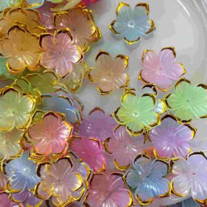 PLASTICBEADS0099 ARNAS 1 PACK OF 15MM MIX COLOUR ACRYLIC FLOWER FOR BROOCH MAKING| | JEWELLERY MAKING | EMBROIDERY|CRAFT WORK