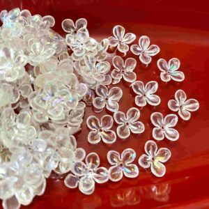 PLASTICBEADS0101 ARNAS 1 PACK OF 15MM TRANSPARENT WITH 4 PETALS ACRYLIC FLOWER FOR BROOCH MAKING| JEWELLERY MAKING | EMBROIDERY | CRAFT WORK