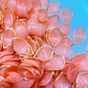 PLASTICBEADS0105 ARNAS 1 PACK OF 2.2 X1.5 CM PEACH WITH GOLDEN BORDERS ACRYLIC FLOWER FOR JEWELLERY MAKING| RESIN WORK| CRAFT WORK