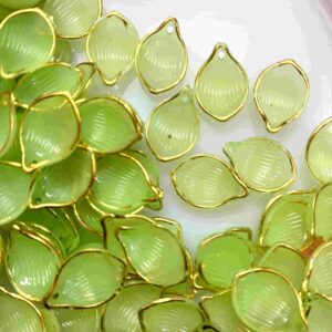 PLASTICBEADS0109 ARNAS 1 PACK OF 2.2 X1.5 CM GREEN ACRYLIC PETALS FOR JEWELLERY MAKING| RESIN WORK| CRAFT WORK