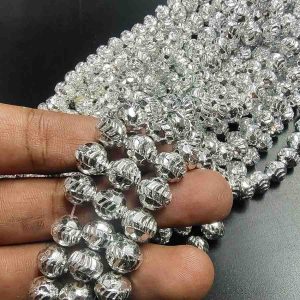 PLASTICBEADS0115 ARNAS 20 GM PACK OF ROUND SHAPE 8 MM BRIGHT SILVER PLASTIC BEADS FOR JEWELLERY MAKING |AARI WORK| LATKAN MAKING