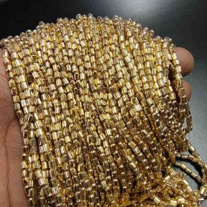 PLASTICBEADS0117 ARNAS 20 GM PACK OF CYLINDERICAL FLAT SHAPE DESIGN 4 MM BRIGHT GOLDEN PLASTIC BEADS FOR JEWELLERY MAKING |AARI WORK| LATKAN MAKING