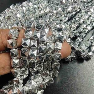 PLASTICBEADS0119 ARNAS 20 GM PACK OF SQUARE SHAPE DESIGN 6 MM BRIGHT SILVER PLASTIC BEADS FOR JEWELLERY MAKING |AARI WORK| LATKAN MAKING