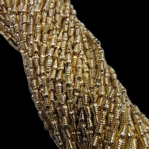 PLASTICBEADS0124 ARNAS 20 GM PACK OF CYLINDRICAL BARREL BEADS 6MM GOLDEN PLASTIC BEADS FOR JEWELLERY MAKING |AARI WORK| LATKAN MAKING