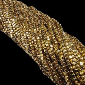 PLASTICBEADS0125 ARNAS 20 GM PACK OF SQUARE SHAPED BEADS 4 MM GOLDEN PLASTIC BEADS FOR JEWELLERY MAKING |AARI WORK| LATKAN MAKING