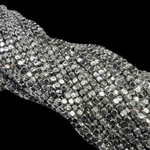 PLASTICBEADS0129 ARNAS 20 GM PACK OF SQUARED SHAPED SMALL BEADS 3 MM SILVER PLASTIC BEADS FOR JEWELLERY MAKING |AARI WORK| LATKAN MAKING