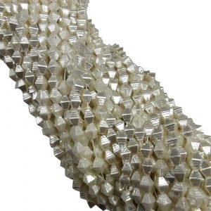 PLASTICBEADS0132 ARNAS 20 GM PACK OF DIAMOND SHAPED BEADS 6 MM WHITE DIAMONDCUT PLASTIC BEADS FOR JEWELLERY MAKING |AARI WORK| LATKAN MAKING