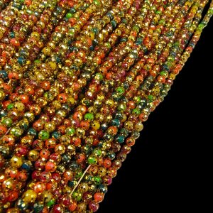 PLASTICBEADS0134 ARNAS 20 GM PACK OF MULTICOLOR WITH GOLDEN SPARKLE 3 MM SPHERICAL PLASTIC BEADS FOR JEWELLERY MAKING |AARI WORK| LATKAN MAKING