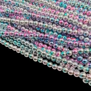 PLASTICBEADS0135 ARNAS 20 GM PACK OF SILVER WITH SHINY BLUE PINK COLOR 4 MM SPHERICAL PLASTIC BEADS FOR JEWELLERY MAKING |AARI WORK| LATKAN MAKING