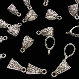 CAPs0017 ARNAS 35 PCs PACK OF SILVER OXIDIZED GERMAN SILVER CONNECTORS | LOOPS FOR JEWELLERY MAKING – 25 GM PACK