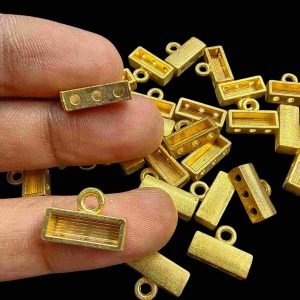 CONNECTOR0051- ARNA’S 20 PCs PACK OF GOLDEN BRASS METAL THREE HOLE CONNECTOR FOR JEWELLERY MAKING